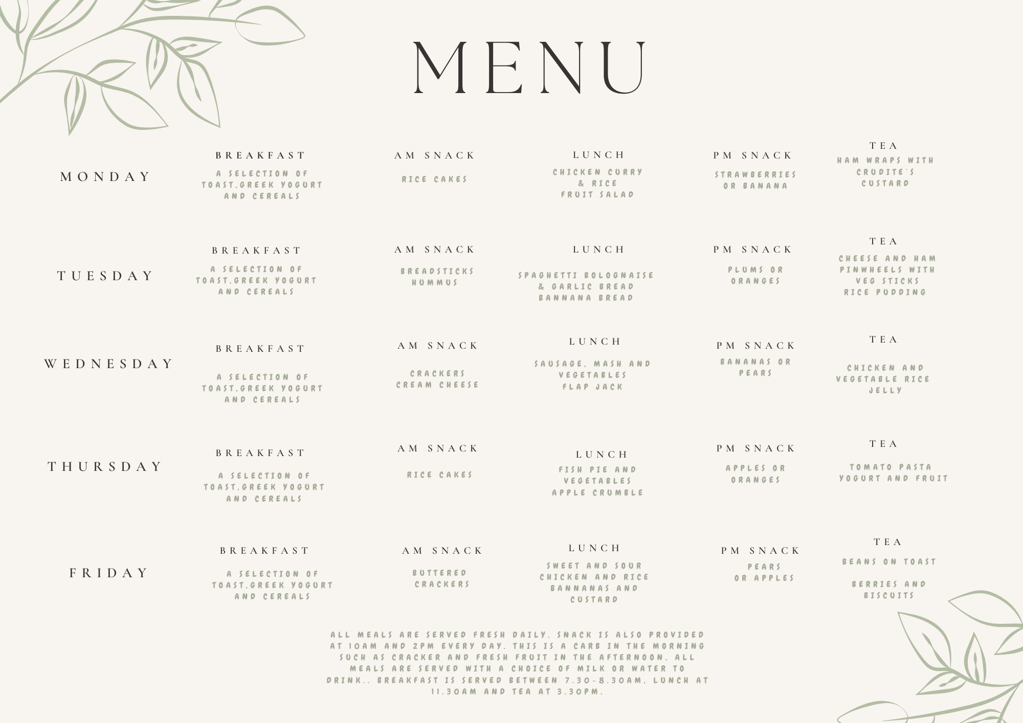 Copy of Cream Minimalist Elegant Wedding Menu (A4 (Landscape))